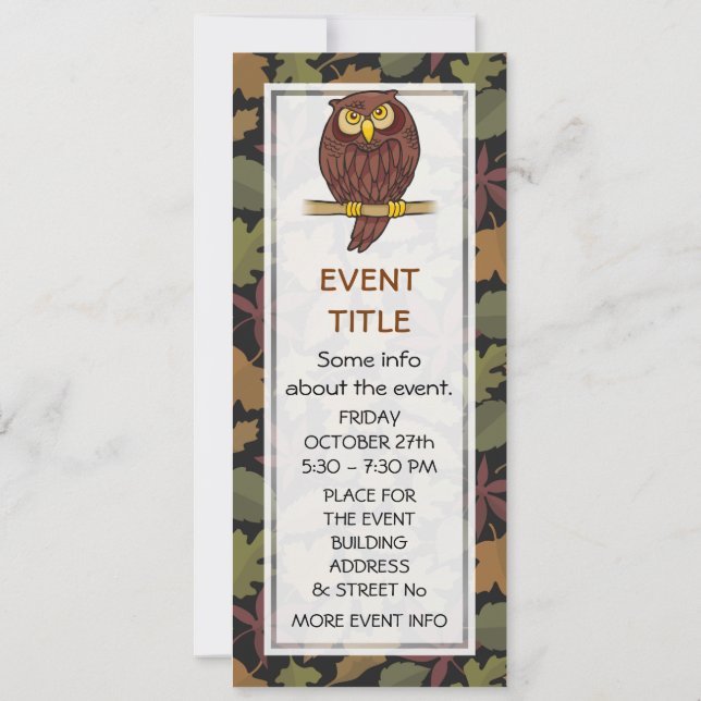 Owl Cartoon Invitation (Back)