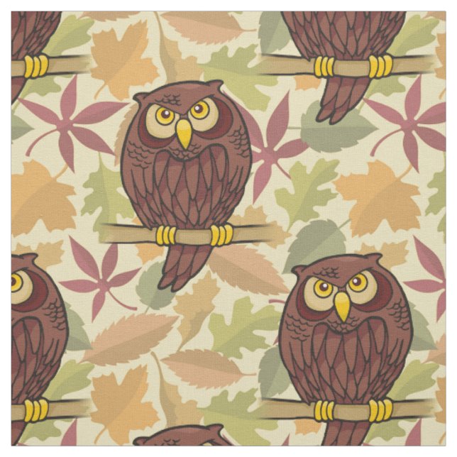 Owl Cartoon Pattern Fabric (Swatch)