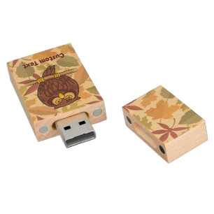 Owl Cartoon Wood USB Flash Drive