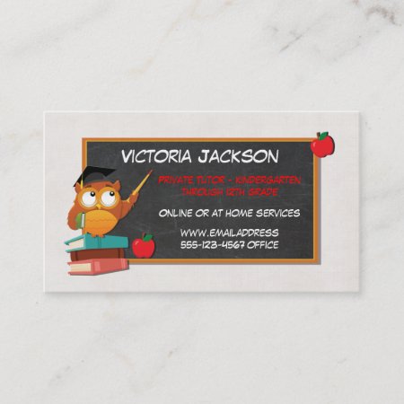 Owl Chalkboard Teacher Tutor Education Business Card