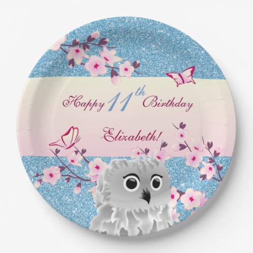 Owl Cherry Blossoms Girls Birthday Party Paper Pla Paper Plates