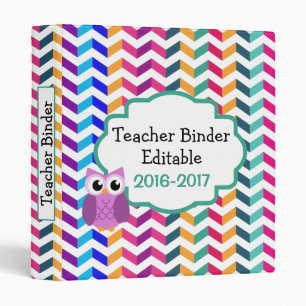 Owl Chevron Personalized Custom Teacher Binder