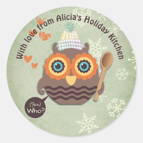 Owl Christmas baking cookies homemade treats Classic Round Sticker