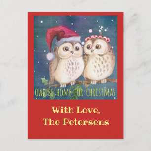 Owl Christmas Card to Customize