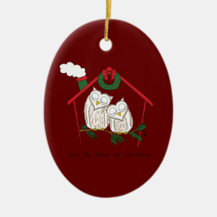 Owl Christmas Country Holiday Ceramic Ornament