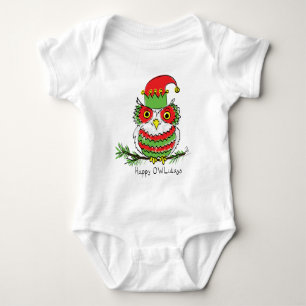 Owl Christmas Cute Funny Holiday Baby Bodysuit
