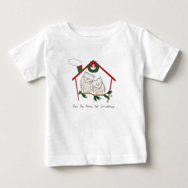 Owl Christmas Cute Funny Holiday Baby T-Shirt (Front)