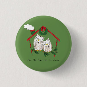 Owl Christmas Cute Funny Holiday Button