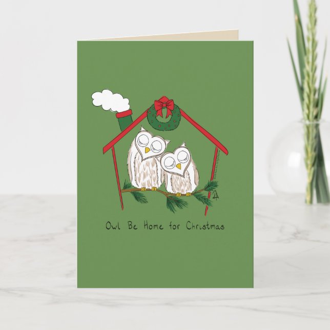 Owl Christmas Cute Funny Holiday Card (Front)
