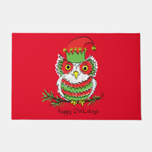 Owl Christmas Cute Funny Holiday Doormat