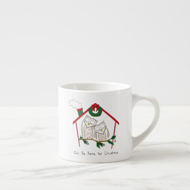 Owl Christmas Cute Funny Holiday Espresso Cup (Right)