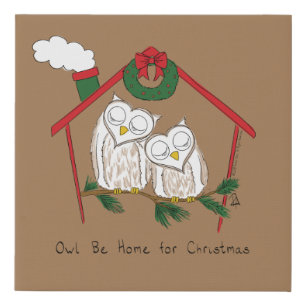 Owl Christmas Cute Funny Holiday Faux Canvas Print