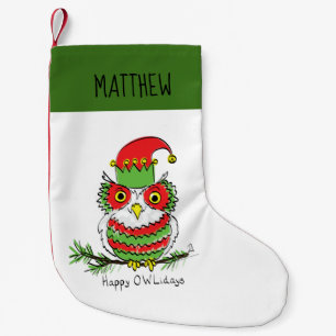 Owl Christmas Cute Funny Holiday Kids Small Christmas Stocking