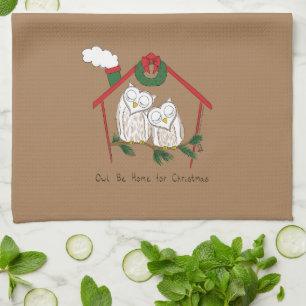 Owl Christmas Cute Funny Holiday Kitchen Towel