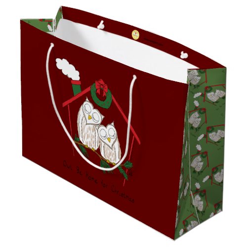 Owl Christmas Cute Funny Holiday Large Gift Bag