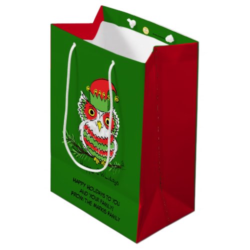 Owl Christmas Cute Funny Holiday Medium Gift Bag