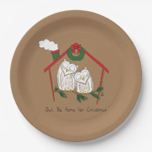 Owl Christmas Cute Funny Holiday Paper Plates