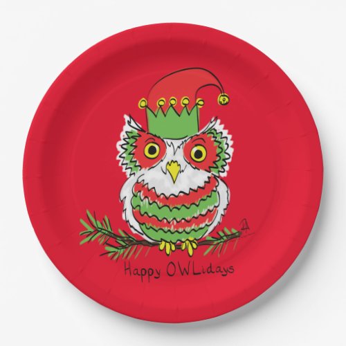 Owl Christmas Cute Funny Holiday Paper Plates