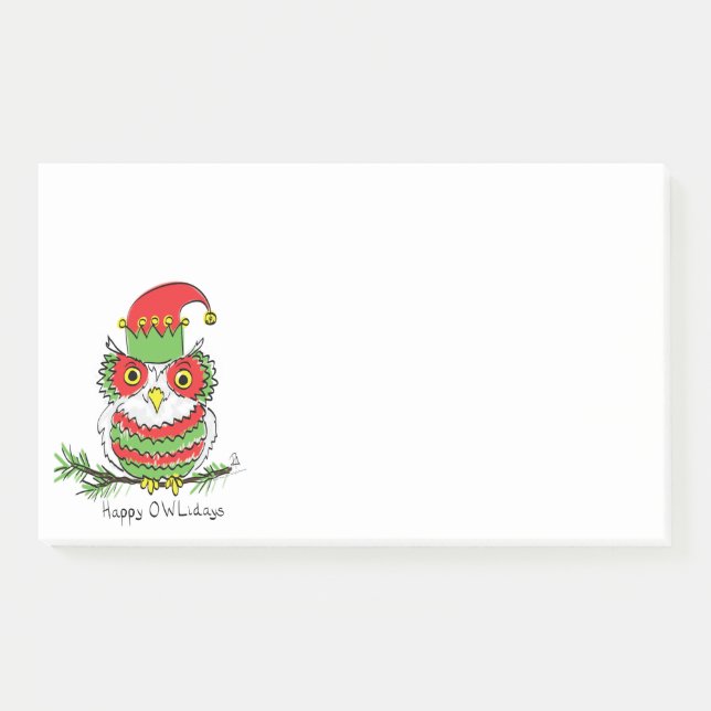 Owl Christmas Cute Funny Holiday Post-it Notes (Front)