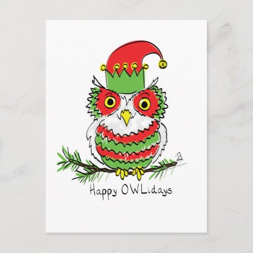 Owl Christmas Cute Funny Holiday Postcard