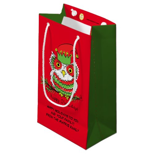 Owl Christmas Cute Funny Holiday Small Gift Bag