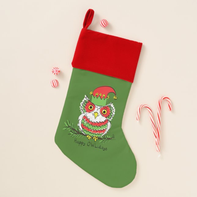 Owl Christmas Cute Funny Holiday Stocking (Front)