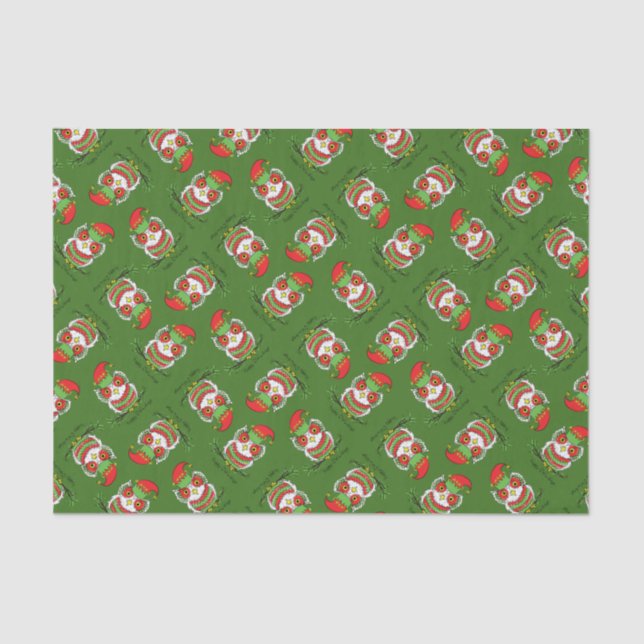 Owl Christmas Cute Funny Holiday Tissue Paper (Front)