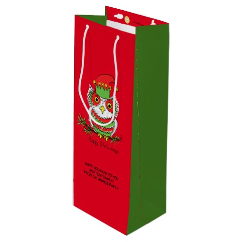 Owl Christmas Cute Funny Kids Wine Gift Bag