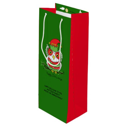 Owl Christmas Cute Funny Kids Wine Gift Bag