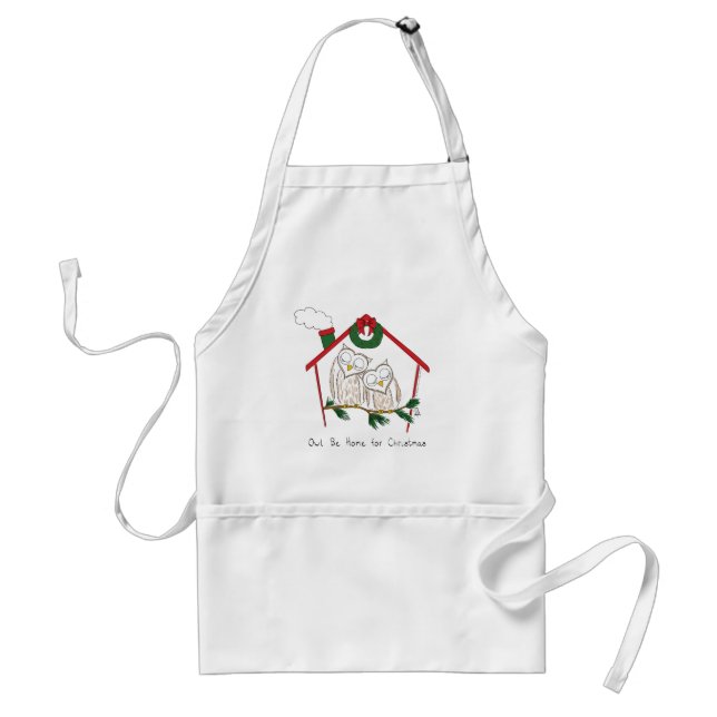 Owl Christmas Cute Kids Adult Apron (Front)