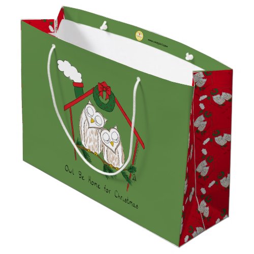 Owl Christmas Cute Kids Large Gift Bag