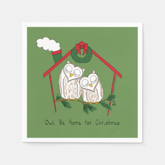 Owl Christmas Cute Kids Napkins (Front)