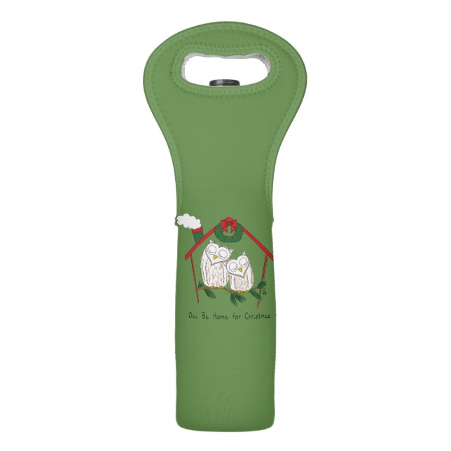 Owl Christmas Cute Kids Wine Bag (Front)