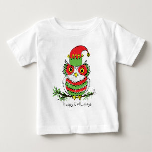Owl Christmas Funny Cartoon Baby T-Shirt