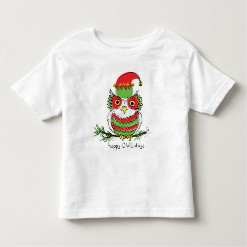 Owl Christmas Funny Cartoon Toddler T_shirt