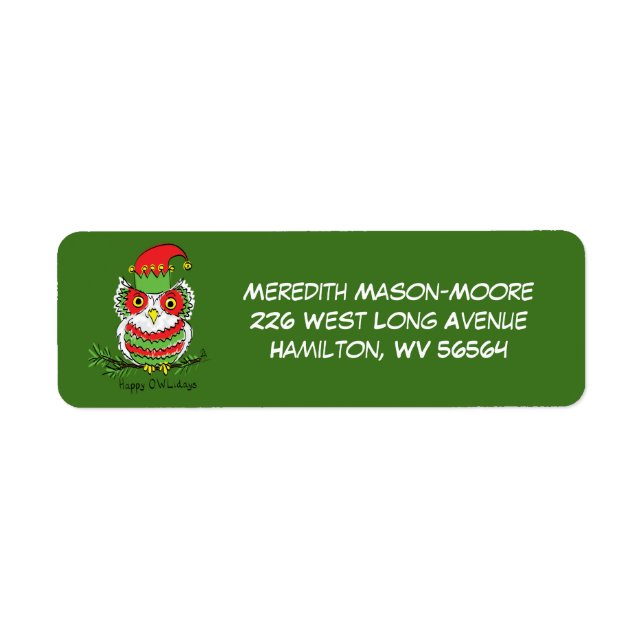 Owl Christmas Funny Label (Front)