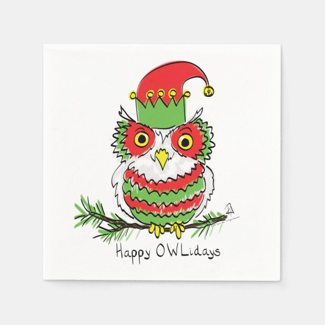 Owl Christmas Funny Napkins (Front)