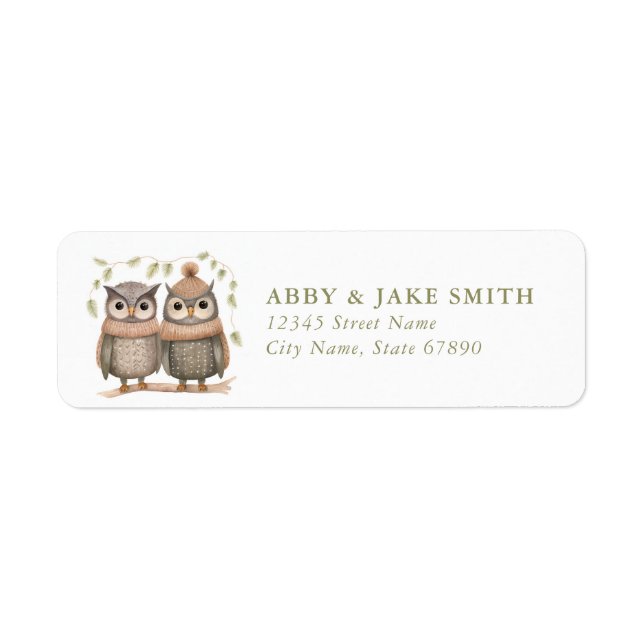 Owl Christmas Return Address Labels (Front)