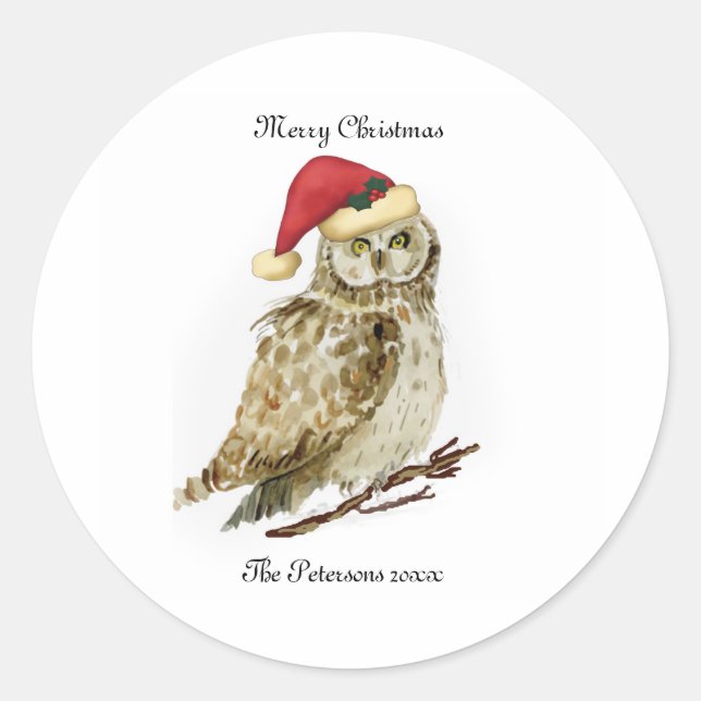 Owl Christmas Stickers personalized (Front)