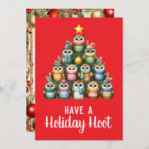 Owl Christmas Tree Have A Holiday Hoot Card