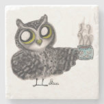 Owl Coffee Stone Coaster at Zazzle