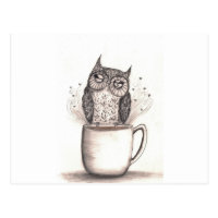 Owl Coffee Time Postcard