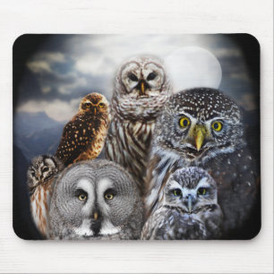 Owl Collage Mouse Pad