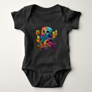OWL COLORFUL ABSTRACT  BABY BODYSUIT