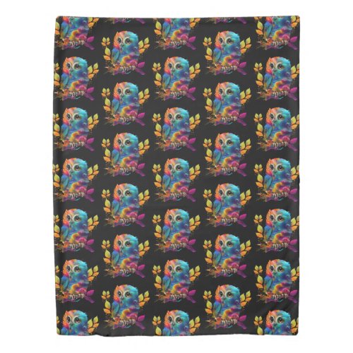 OWL COLORFUL ABSTRACT   DUVET COVER