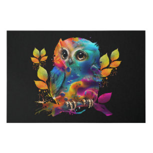 OWL COLORFUL ABSTRACT   FAUX CANVAS PRINT