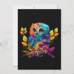 OWL COLORFUL ABSTRACT  HOLIDAY CARD