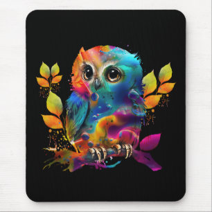 OWL COLORFUL ABSTRACT  MOUSE PAD