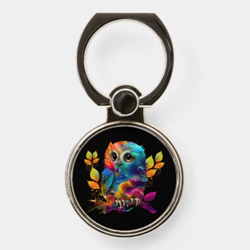 OWL COLORFUL ABSTRACT  PHONE RING STAND