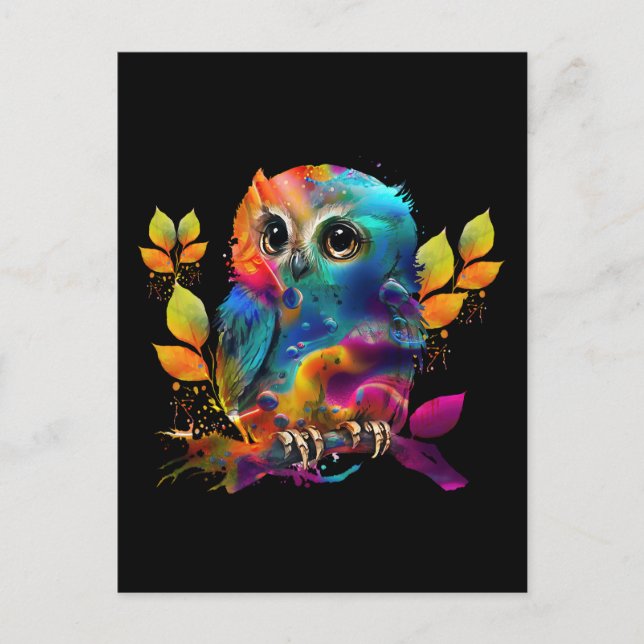 OWL COLORFUL ABSTRACT   POSTCARD (Front)